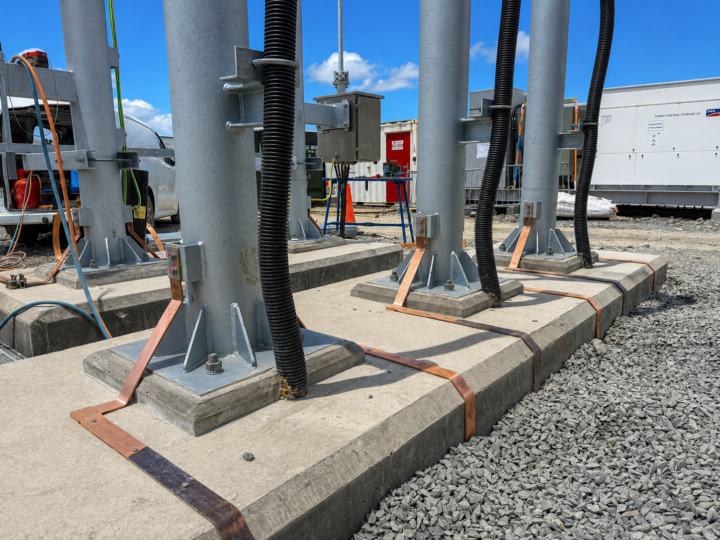 Copper bonding installation at a Shetland electrical substation